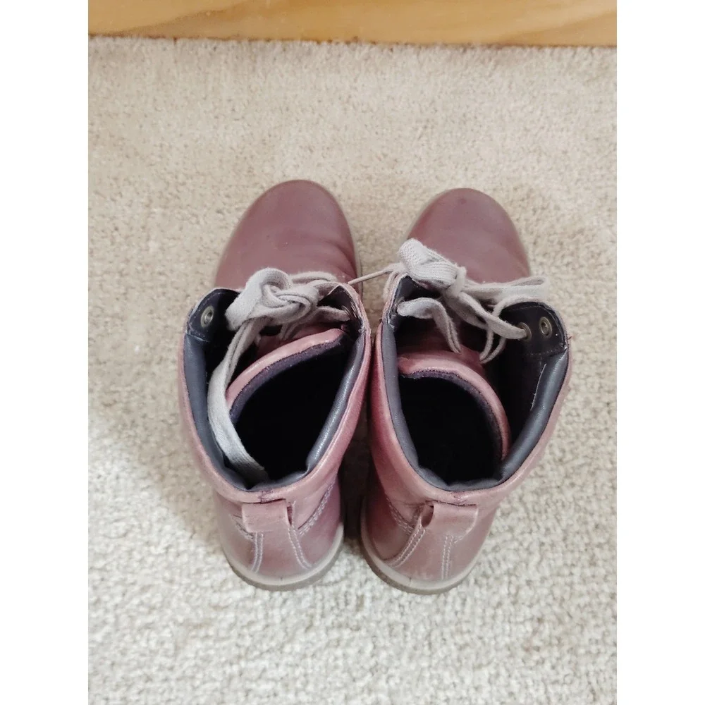 ECCO Track 6 Brown Leather Ankle Boots Lace‑Up‎ Comfort Women 6.5 / 37 Preppy